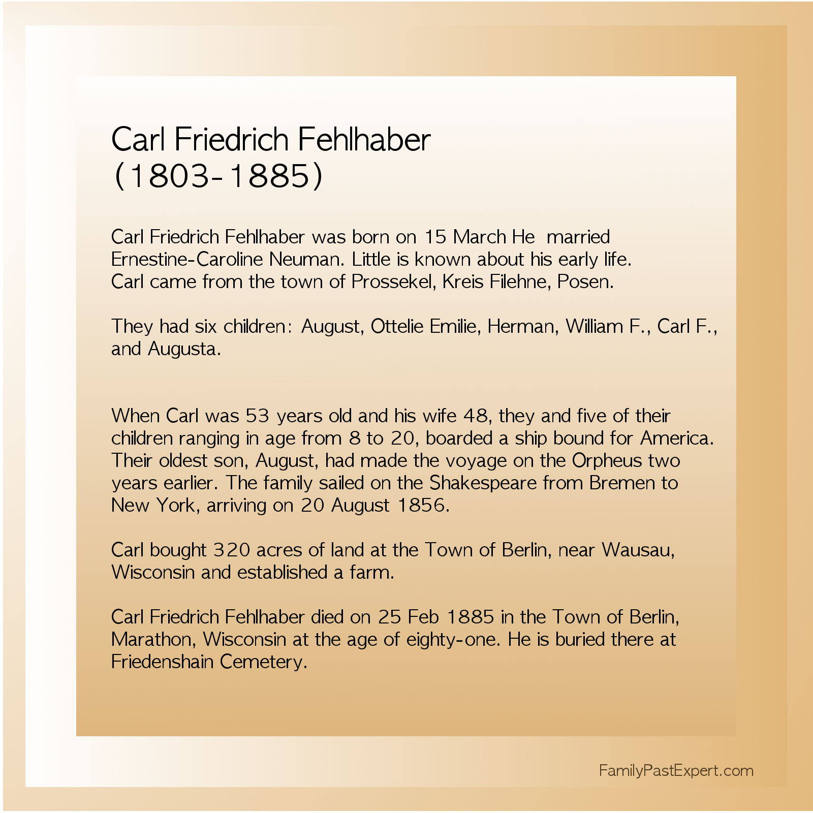 Happy Birthday Carl Friedrich Fehlhaber (1803-1885)