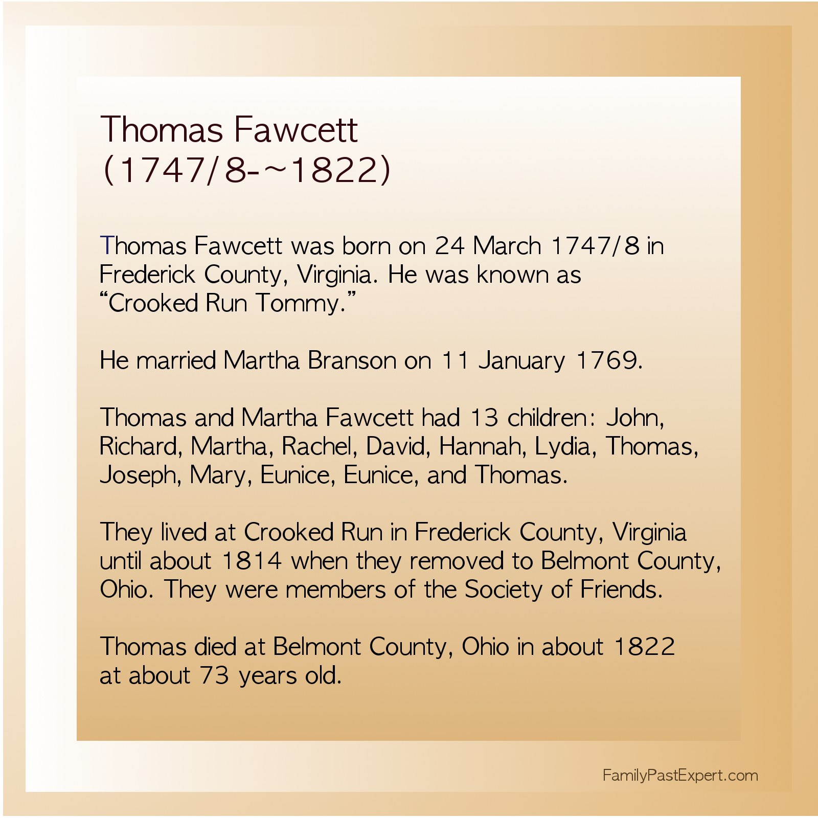 Thomas Fawcett (1747/8-~1822)