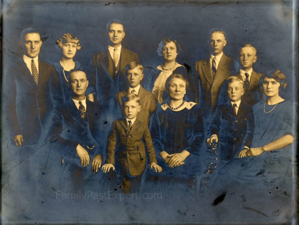 C.B. and Bertha Christianson family. Back, from left, Bennett, Inez, Charles, Hilda, Lawrence, and Clifford. Front, from left, 