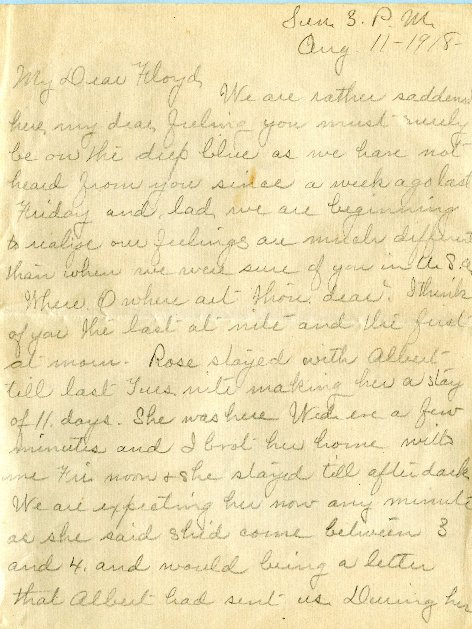 11-14 August 1918 Words from a Worried Mother